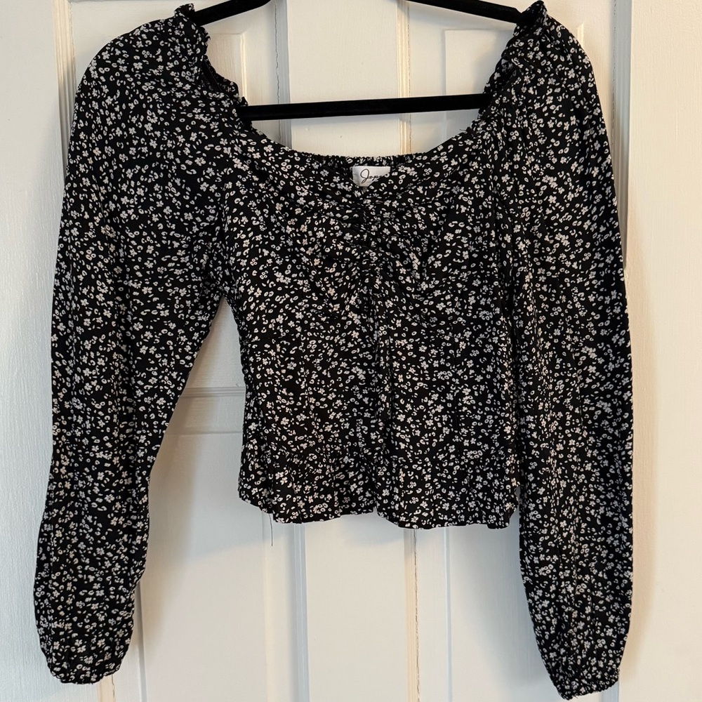 Floral Black and White Women's Top